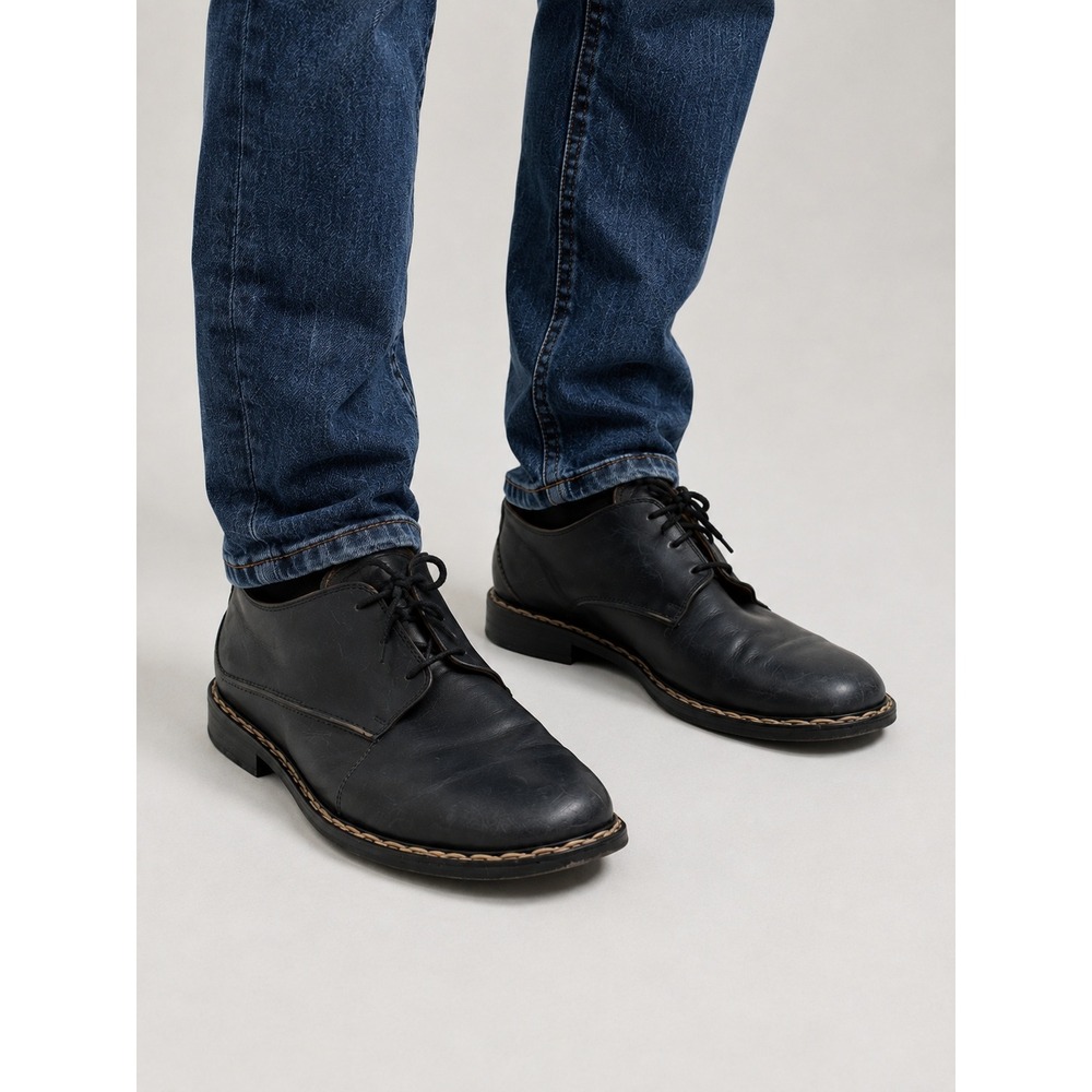 John Varvatos Black Leather Chukka Boots Lace Up Casual Shoes 11.5